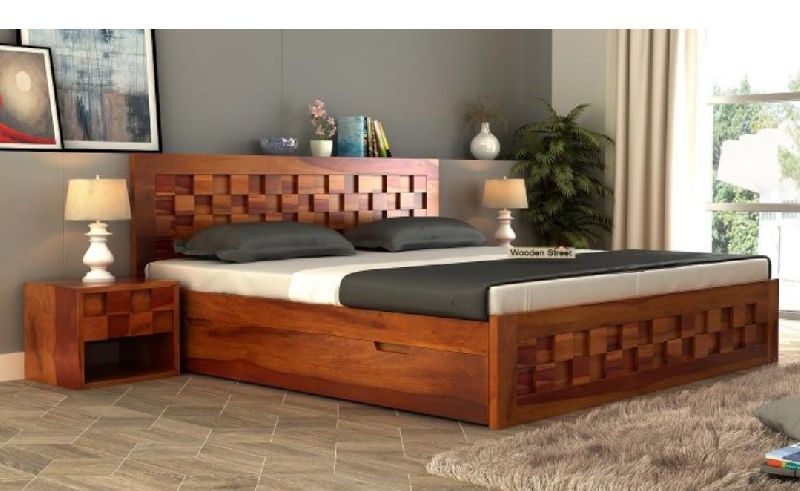 SOlid sheesham wood square cut bed
