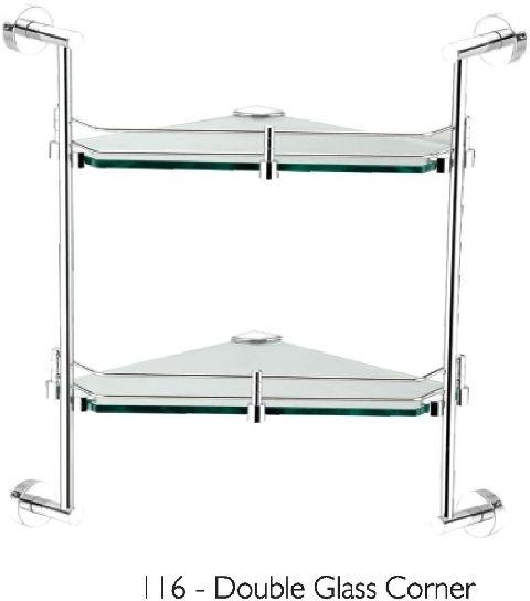 Alto Series Double Glass Corner Shelf, Feature : Durable