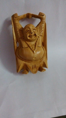 Wood Laughing Buddha Statue