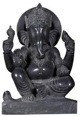 Black Marble Ganesh Statue, for Home, Temple, Pattern : Plain