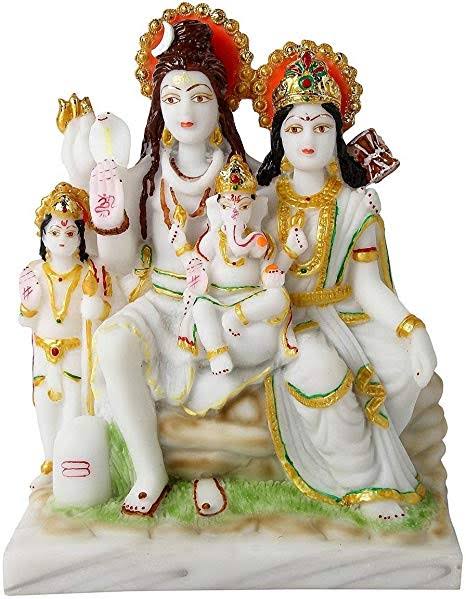 Marble Shiv Parivar Statue, for Home, Temple, Pattern : Printed