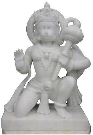 White Marble Hanuman Statue, Pattern : Plain