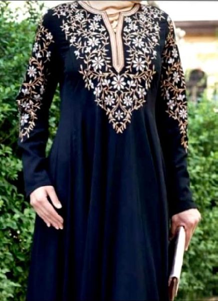 Chiffon Stitched Embroidered Arabic Abaya, Size : L, XL