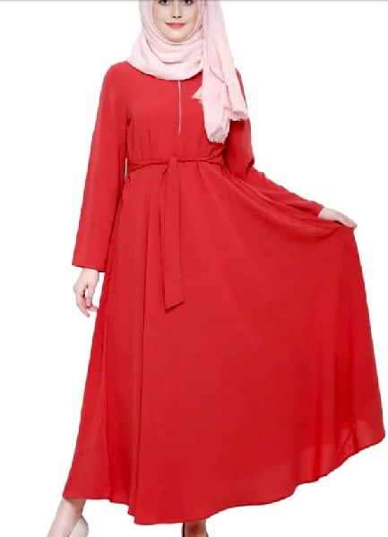 Stitched Plain Chiffon Pink Abaya, Size : M, XL