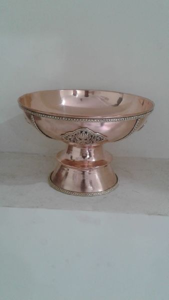 Flower Shape Polished Copper Diya, for Pooja, Size : Multisize