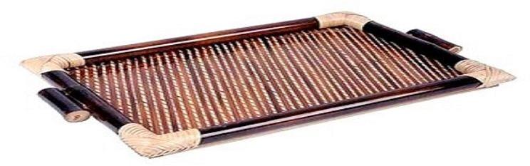 Pink Pearl Rectengular Handmade Bamboo Tray, for Food Serving, Serving, Size : Multisize