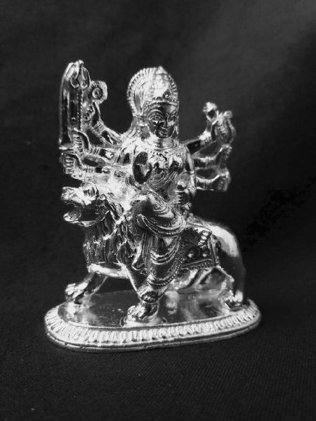 Polished Silver Durga Idol, for Shops, Home, Office, Feature : Attractive Design, Fine Finishing