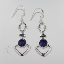 SILVER IOLITE GEMSTONE EARRING