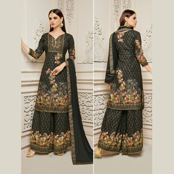 Designer Palazzo Suits Top Unstitched And Bottom Stitched