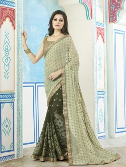 Green Bulk Party Wear Saree With Georgette