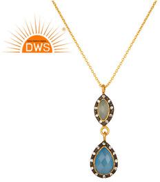CZ Blue Chalcedony Gemstone Pendant Necklace, Gender : Unisex, Women's