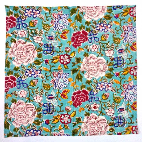 Cotton Napkin Floral Canvas Jade Hand Block Printed at Best Price in ...