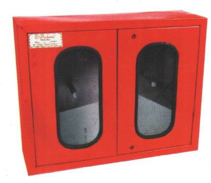 Double Square Glass Fire Hose Box, Color : Red