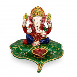 Hindu God Ganesha Sculpture Oil Lamp Diya Diwali Decor