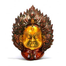Mahakala Shiva Vajrapani Brass Wal Hanging Mask in Antique Finish