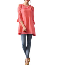 Attractive Tomato Red Georgette Long Top