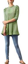 Sea green Georgette Long Top, Feature : Breathable, Eco-Friendly, Plus Size, Quick Dry