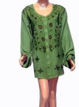Rayon with sleeve woman blouse, Technics : Embroidered