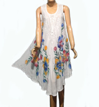 ALODEE Rayon White Umbrella dress, Feature : Anti-Wrinkle, Breathable, Plus Size, Washable, Maternity
