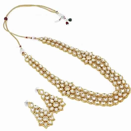 GOLD TONE WHITE PEARL necklace set