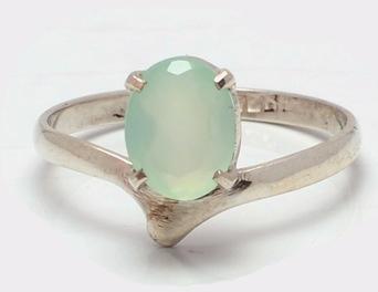 925 Sterling Silver with Natural semi-precious Aqua Chalcedony Gemstone Ring