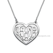 .925 Sterling Silver celebrity monogram necklace, Occasion : Anniversary, Engagement, Gift, Party