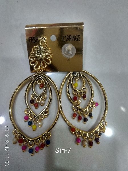 Polished Beaded antiq golden earing, Style : Antique