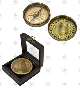 Magnetic Compass with Wooden Box, Color : Antique