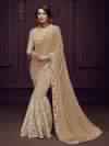 Indian Women beige color Designer imported fabrics Saree