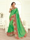 Indian Women Green Color Bright Chiffon Saree