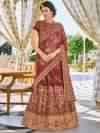 Indian Women Maroon Colour Lycra Cut Paste Saree