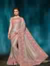 Indian Women Pink And Gold Color Jacquard Saree