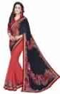 Women Black And Pink Colour Georgette Saree