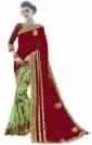 Women Moroon And Green Color Georgette And Georgette Sari