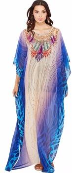 Digital Printed Georgette Polyester Gold kaftan, Gender : Women