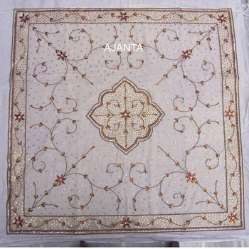 AJANTA Embroidered net table cloth, Technics : Handmade