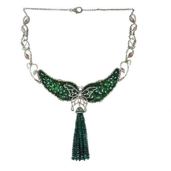 designer silver jade pendant