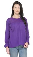 Round Neck Fancy Ladies Top Purple Color Latest Design Top