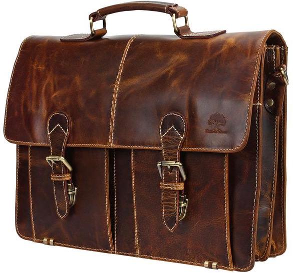 Leather Shoulder-Briefcase Messenger Bag