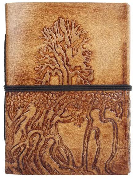 Rustic Town Ancient Tree Embossed Leather Diary