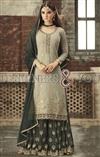 Embroidered Punjabi Suit With Flared Salwar