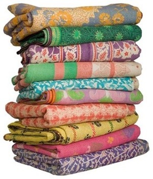 VINTAGE KANTHA THROW and RUGS and QUILTS