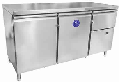STAINLESS STEEL HORIZONTAL REFRIGERATOR & FREEZER WITH TABLE TOP