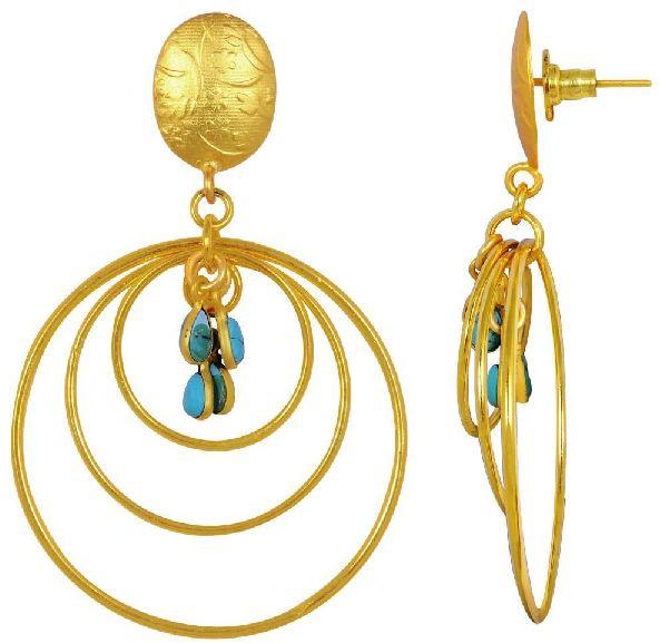 Gemstone Dangle Earrings with 14K Yellow Gold Plated