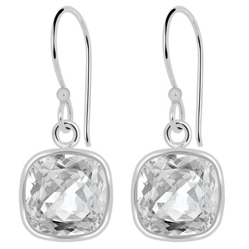 Handmade sterling silver white topaz party wear dangle earrings