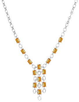 Natural citrine gemstone chain necklace, Occasion : Anniversary, Wedding