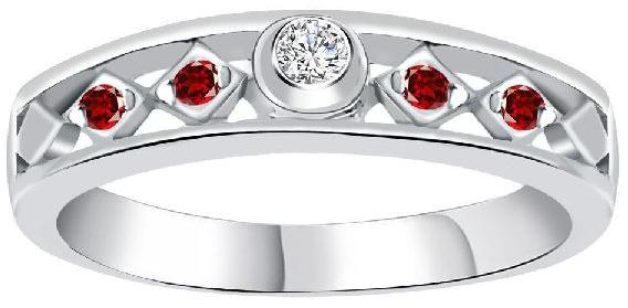 Orchid Jewelry 925 Sterling Silver 0.25 Carat Cubic Zirconia AND Garnet Band Ring