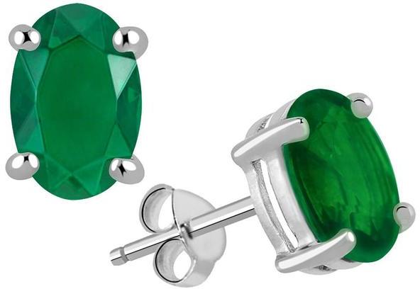Orchid Jewelry 925 Sterling Silver 2.25 Carat Emerald Gemstone Stud Earrings