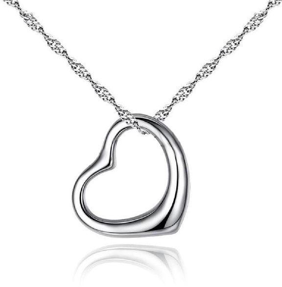 Quality Jewelry Heart Shape Plain Platinum color plated Brass Necklace