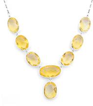 silver real citrine gemstone necklace